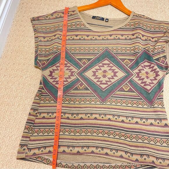 Dex Aztec Print Brown Knit Tunic Blouse - S - Picture 10 of 11